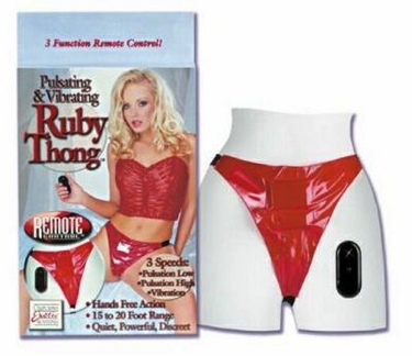Pulsating and Vibrating Ruby Thong