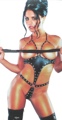 Wet Look Open Bust Teddy with Metal Ring and Stud Design Pink Large/XL