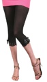 Nylon Footless Tights with Lace Trim and Polka Dot Bow Accent Black & Pink Polka Dot Bow