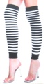 Striped Acrylic Knee High Knit Leg Warmers Black & White