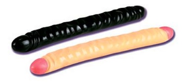 Slim Jim 17 inch Veined Double Dong - Beige