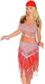 2 Piece Scalloped Belly Dancer Outfit with Hanging Coin Fringe Black with Gold Coins