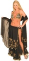 3 Piece Belly Dancer Costume with Sequined Shawl Black/Gold