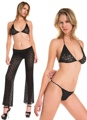 3 piece Crochet Lace Bra Top with Matching Pants & Thong Set