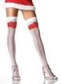 Lycra Sheer Woven Striped Stockings with Bow Print Design  