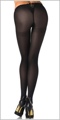 Lycra Opaque Lace Up V Back Pantyhose  