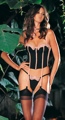 2 Piece Underwire Satin Trim Bustier with Attached Garter  Large
