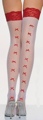 Sheer Thigh High with Contrast Lace Top and Rear Bows  One Size 