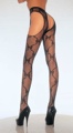 Bow Lace Suspender Pantyhose  One Size  White