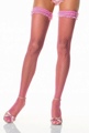 Lycra Net Stockings with Lurex Ruffle Top  Light Pink