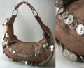Jumbo Sling Bags with Hanging Coin Accents Black