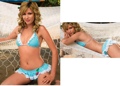 Gingham Print Bikini with Eyelette Ruffle Trim and Cherry Bead Accent Large