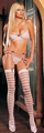 3 Piece Ribbon Trimmed Bra Tie Sides Thong and Garter Belt  Small