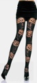 Lycra Opaque Pantyhose with Sheer Roses - Black  