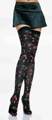 Opaque Cherry Print Thigh Highs  White