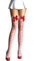 Plus Size Lycra Sheer Woven Hearts Stockings w/Satin Bow  
