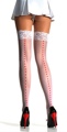Sheer Lace Top Thigh Highs With Hearts Back Seam  