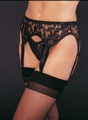Lace Garter Belt with Matching Thong Set One Size Black