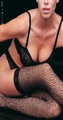 Fishnet Lace Top Thigh Highs  Red One Size