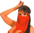 Face Veil with Attached Headband Purple