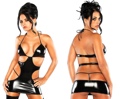 2 Piece Wet Look Cut Out Set Black Large / XL