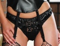 Faux Leather Buckled Thong  Medium/Large