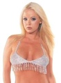 Mesh Bikini Halter Top with Hanging Fringe Gold