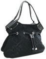 Letter Print Drawstring Hobo Style Handbag Black