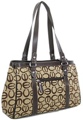 Letter Print Handbag with Front Zipper Black