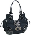 Alligator Look Trim Handbags with G Buckle Tan
