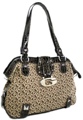 Letter Print Handbags with G Buckle and Faux Alligator Trim Black