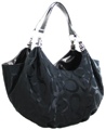Letter Print Hobo Handbags with Metallic Straps Black