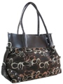 Letter Print Handbags with Side Buckle Accents Black