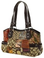 Patchwork Handbags with Laced Accents Black