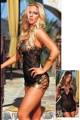 2 Piece Black Spider Lace Mini Dress with Snake Skin Look Trim : Closeout 1X/2X