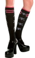 Knit Knee Socks with Side Skull Design