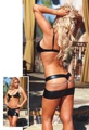 2 Piece Microfiber Bra Set with Cutout Side Skirt and Chain Accents Large