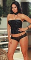 3 Piece Satin Corset & Panty Set with Ribbon Lace Up Design 3X-4X