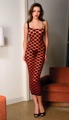Sheer Checker Pattern Gown Black & Black