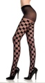 Seamless Checker Pattern Pantyhose Black