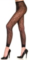 Seamless Flower Lace Footless Pantyhose Black