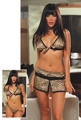 3 Piece Satin Leopard Print Bra & Skirt Set Small