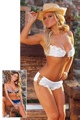 2 Piece Eyelette Lace Bra  and Lace Up Short Set Navy with White Lace Medium