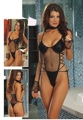 2 Piece Fishnet Teddy with Studded Cups and Side Lace Up Black Medium