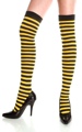 Nylon Striped Thigh High Stockings Black & White
