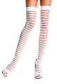 Nylon Thigh High Stockings with Opaque and Sheer Stripes Black
