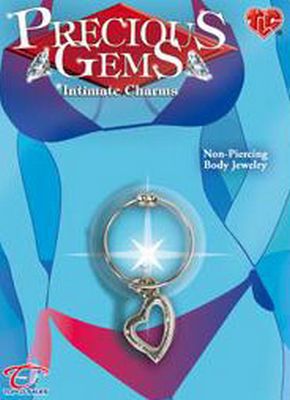 Precious Gems Belly Ring Silver Heart