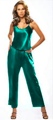 2 Piece Silk Cami and Pant Set Teal Large