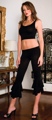 2 Piece Crop Top & Ruffled Pant Set Black