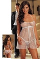 2 Piece Open Back Lace Babydoll Set White One Size
